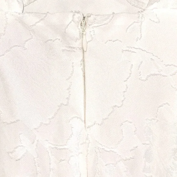 Adrianna Papell Dress Lacy Ivory Size 12 Lined Boho Embroidered Overlay Midi - Picture 10 of 16